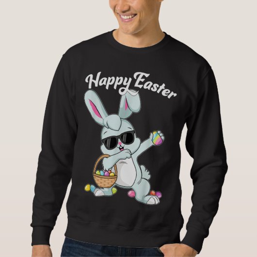 Sweatshirt Dabbing Rabbit Happy Easter Day Eggs Dab Boys Girl (Devant)