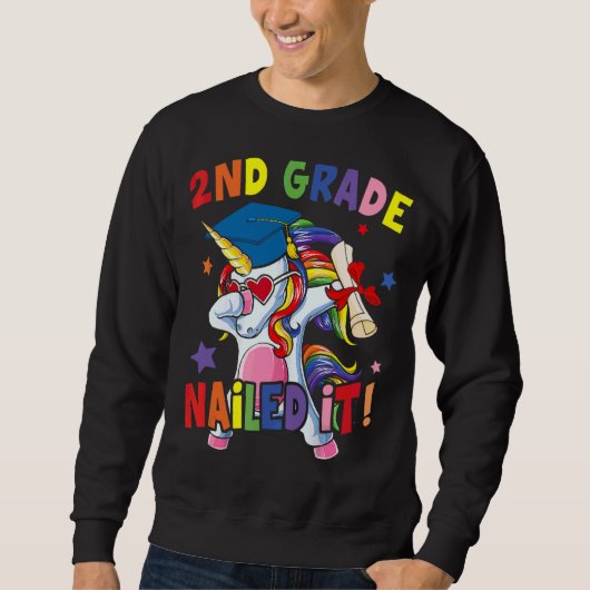 Sweatshirt Dabbing Rainbow Unicorn 2e grade Nail It (Devant)