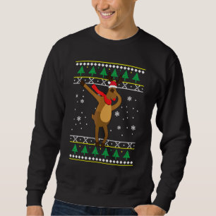 Sweatshirt Dabbing Reinder UGLY Christmas Pajama Santa Hat