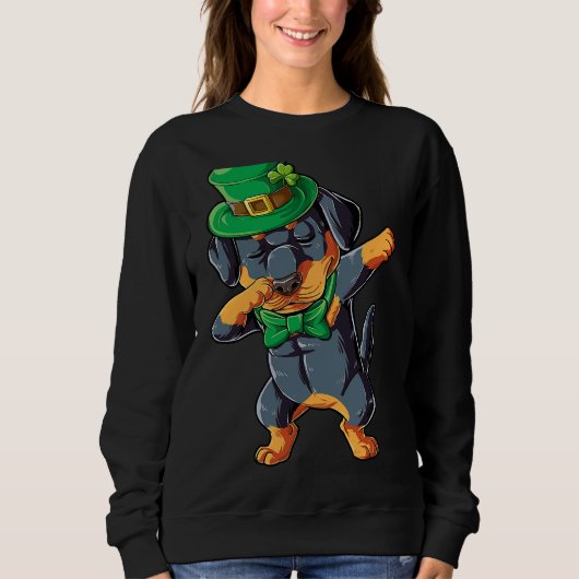 Sweatshirt Dabbing Rottweiler Jour de la Saint Patrick garçon (Devant)