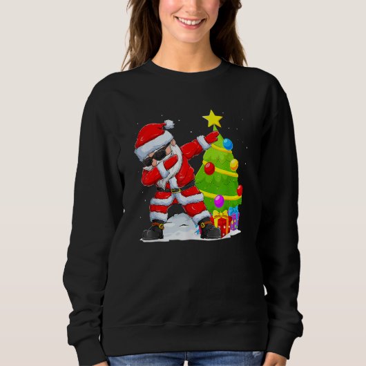 Sweatshirt Dabbing Santa Christmas Tree Lights Xmas Boys Kid (Devant)