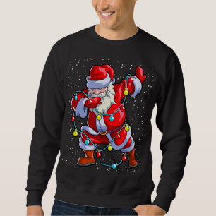 Sweatshirt Dabbing Santa Claus avec les lumières de Noël Noël