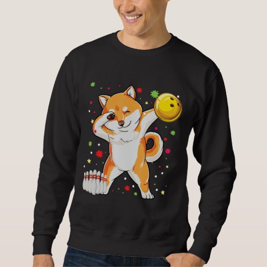 Sweatshirt Dabbing Shiba Bowling Drôle Bowling Dons (Devant)