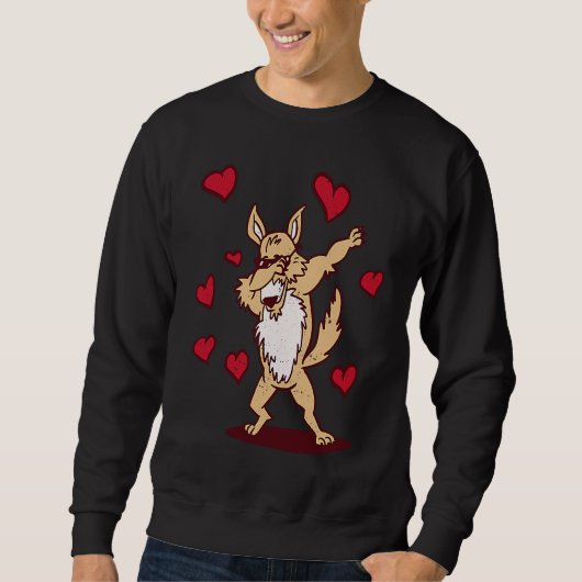Sweatshirt Dabbing Siberian Husky Heart Valentine's Day Dab D (Devant)