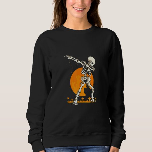 Sweatshirt Dabbing Skeleton Halloween Costume Spooky Season (Devant)