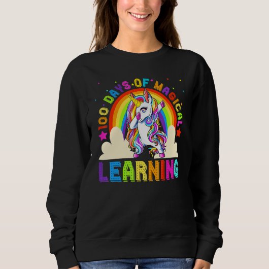 Sweatshirt Dabbing Unicorn 100 Days Of Magical Learning 100th (Devant)