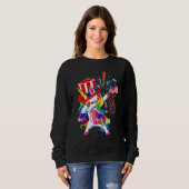 Sweatshirt Dabbing Unicorn 4 juillet Girls Enfants Ados Ameri (Devant entier)