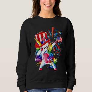 Sweatshirt Dabbing Unicorn 4 juillet Girls Enfants Ados Ameri