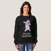 Sweatshirt Dabbing Unicorn Epilepsy Awareness Ribbon (Devant entier)