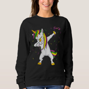 Sweatshirt Dabbing Unicorn Mardi Gras Filles Drôle Enfants Da