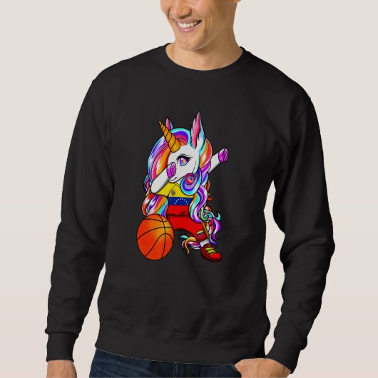 Sweatshirt Dabbing Unicorne Venezuela Fans de basket Jersey B (Devant)