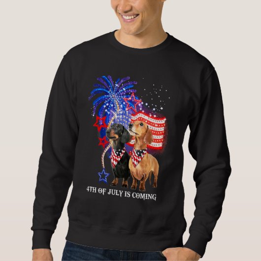 Sweatshirt Dachshund 4 juillet est à venir Drapeau américain (Devant)