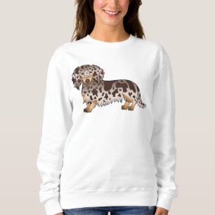 Sweatshirt Dachshund à poil long chocolat et panaché de tan