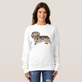 Sweatshirt Dachshund à poil long chocolat et panaché de tan (Devant entier)