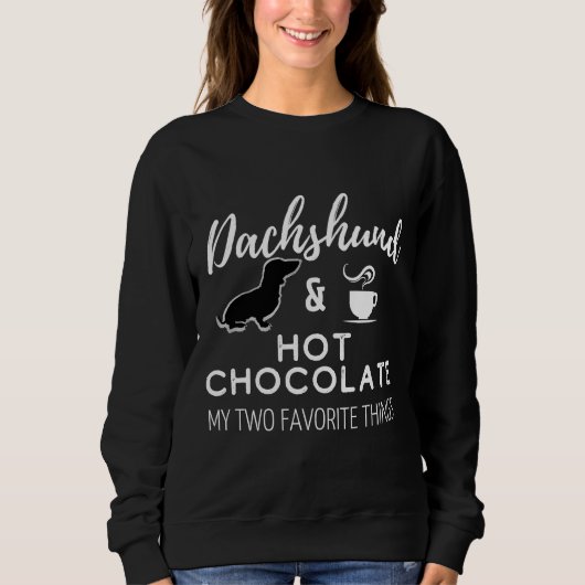 Sweatshirt Dachshund Amp Chocolat chaud imprimé noir (Devant)