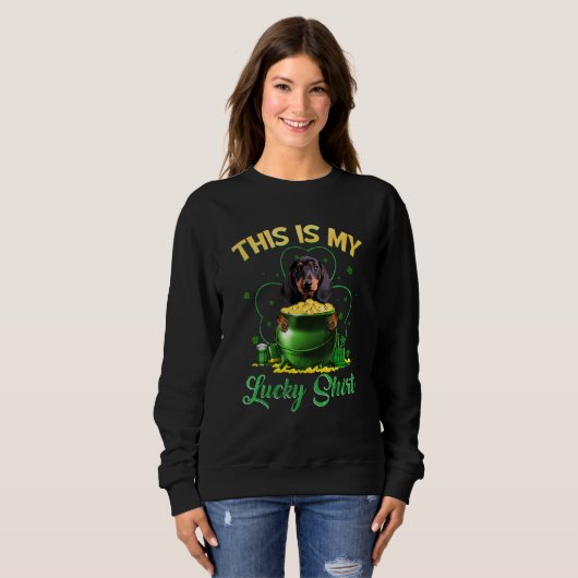 Sweatshirt Dachshund C'Est Mon Lucky Patrick Day (Devant entier)