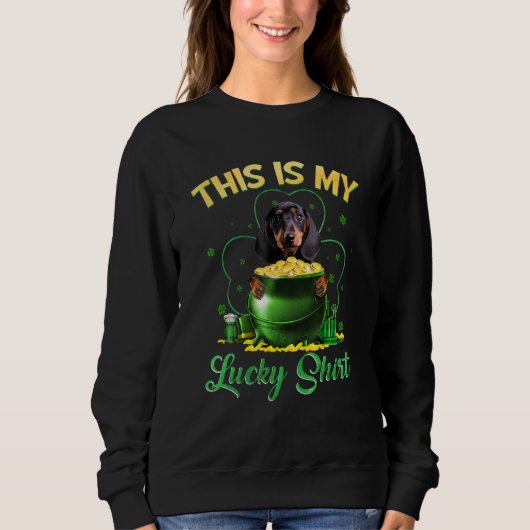 Sweatshirt Dachshund C'Est Mon Lucky Patrick Day (Devant)