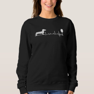 Sweatshirt Dachshund Chien Thème Heartbeat Wine Wing Chien