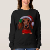 Sweatshirt Dachshund Chiweenie Wiener Dog Santa Claus Hat Chr (Devant)