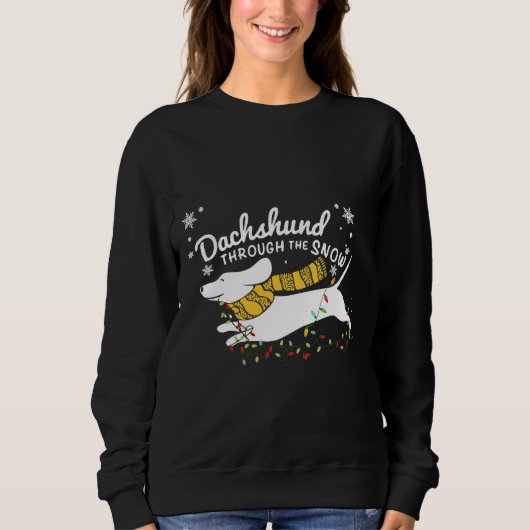 Sweatshirt Dachshund Fairy Lights Through The Snow (Devant)