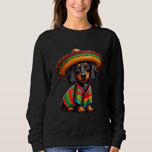 Sweatshirt Dachshund Funny Cinco De Mayo Cute Chien Mexicain (Devant)