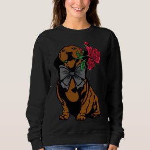 Sweatshirt Dachshund Idée Chien Dachshund Messieurs avec Rose
