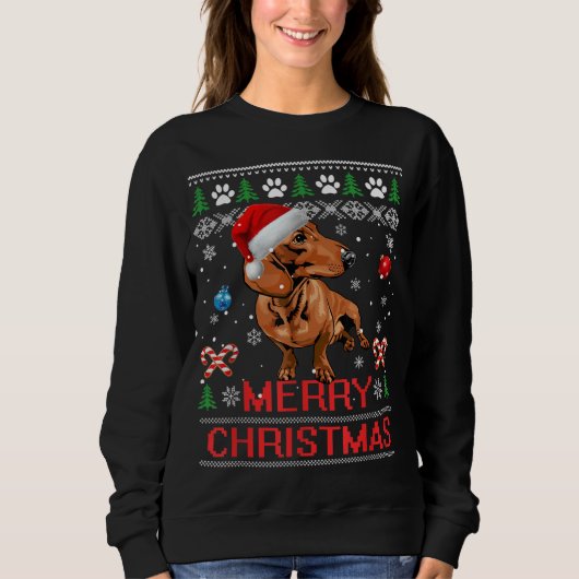 Sweatshirt Dachshund Joyeux sapin de Noël Light Pyjama Dacka (Devant)