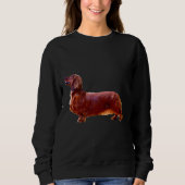 Sweatshirt Dachshund Long Haired Mini Shaded Chien rouge (Devant)