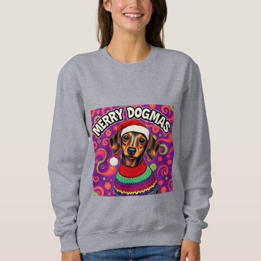 Sweatshirt Dachshund Merry Dogmas (Devant)