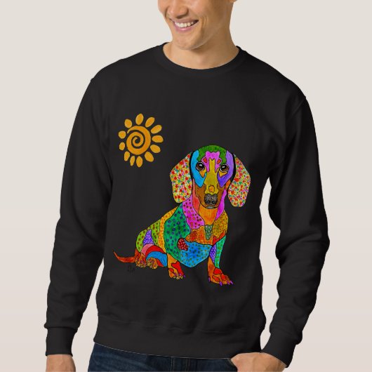 Sweatshirt Dachshund mignon et coloré (Devant)
