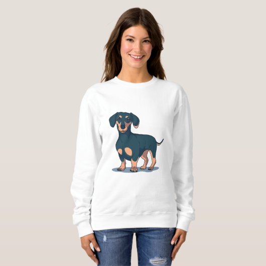 Sweatshirt Dachshund noir (Devant entier)