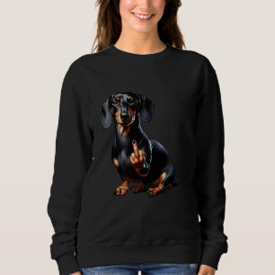 Sweatshirt Dachshund Noir Avec Doigt Moyen