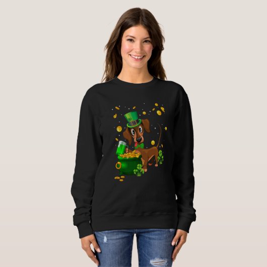 Sweatshirt Dachshund St Patrick's Day Irish C Dog (Devant entier)