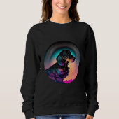 Sweatshirt Dachshund Synthwave 80s Retrowave Aesthetic (Devant)