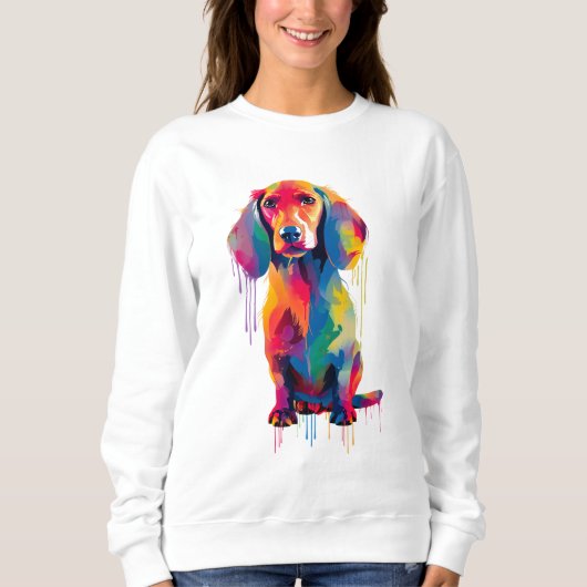 Sweatshirt Dachshund Vibrant et coloré (Devant)