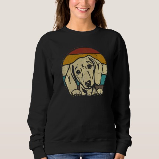 Sweatshirt Dachshund Vintage Silhouette 60s 70s Retro Dog (Devant)