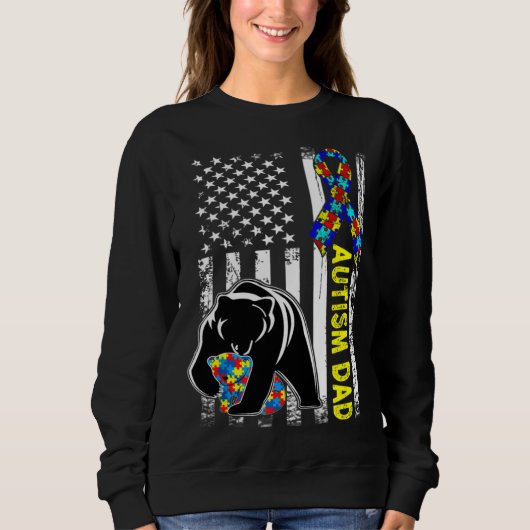 Sweatshirt Dad Autism Awareness American Flag Fathers Day for (Devant)