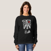 Sweatshirt Dad Skeleton Halloween Beer Pizza Pregnancy Couple (Devant entier)