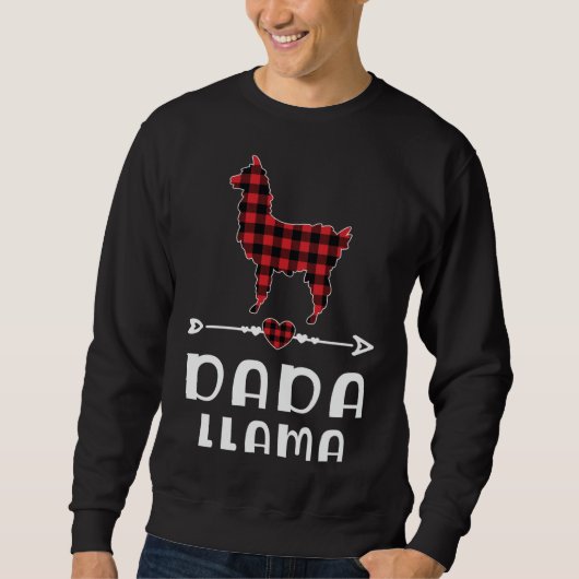 Sweatshirt Dada Llama Noël Rouge Plaid Buffalo Famille Matc (Devant)