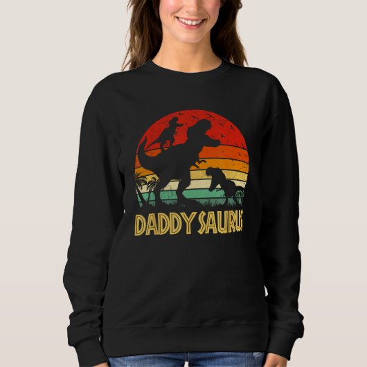 Sweatshirt Daddy Dinosaur Daddysaurus 2 kids Fathers Day  For (Devant)