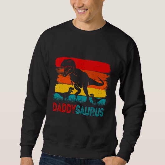 Sweatshirt Daddy Dinosaur Daddysaurus 2 Two kids Xmas Men Fat (Devant)