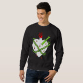 Sweatshirt Dagger Planté Dans Le Coeur Blanc Avec Une Flamme  (Devant entier)