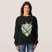 Sweatshirt Dagger Planté Dans Le Coeur Blanc Avec Une Flamme  (Devant entier)