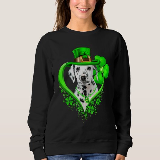 Sweatshirt Dalmatian Dog St Patricks Day Lover Irish Shamrock (Devant)