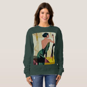 Sweatshirt Dame Déco en Vert Art Moderne (Devant entier)
