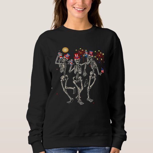 Sweatshirt Dancing Skeleton 4th of July American Flag Skellie (Devant)
