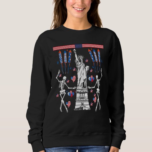 Sweatshirt Dancing Skeleton 4th of July American Flag Skellie (Devant)
