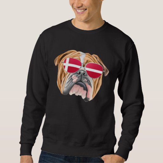 Sweatshirt Danish Flag Bulldog Dog Denmark Pocket (Devant)