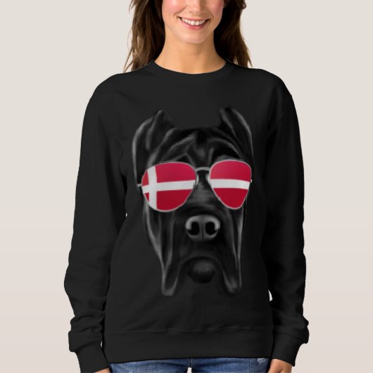 Sweatshirt Danish Flag Cane Corso Dog Denmark Pocket (Devant)