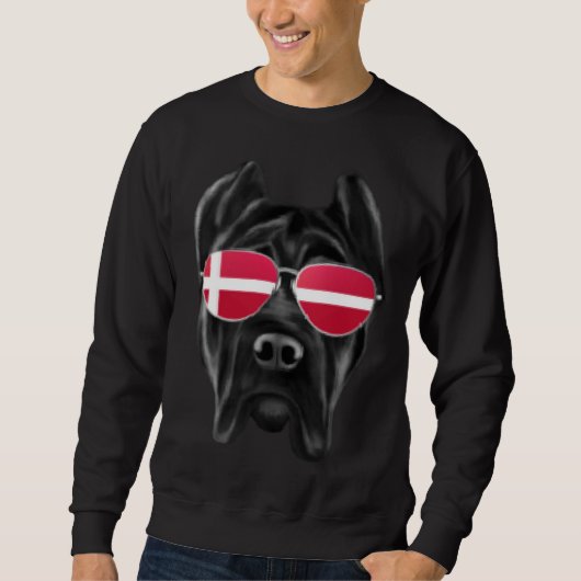 Sweatshirt Danish Flag Cane Corso Dog Denmark Pocket (Devant)